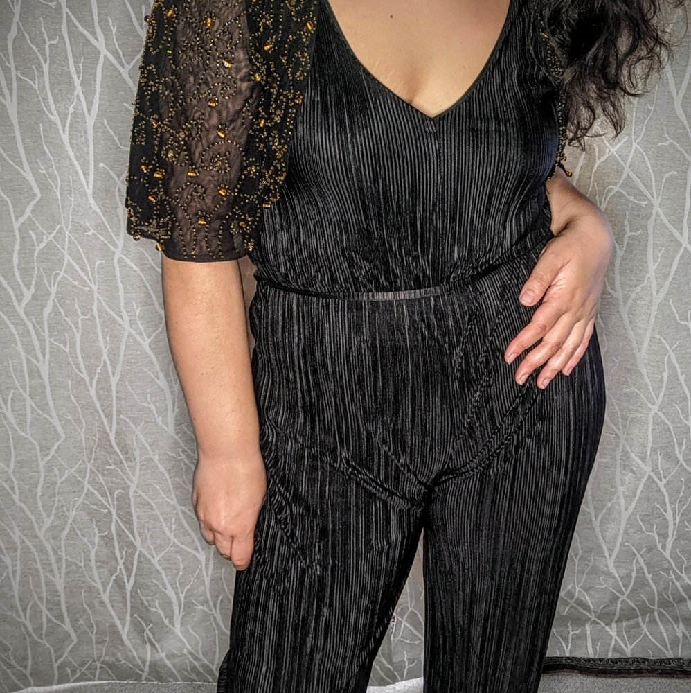 Urban Outfitters Plisse Plunge Jumpsuit